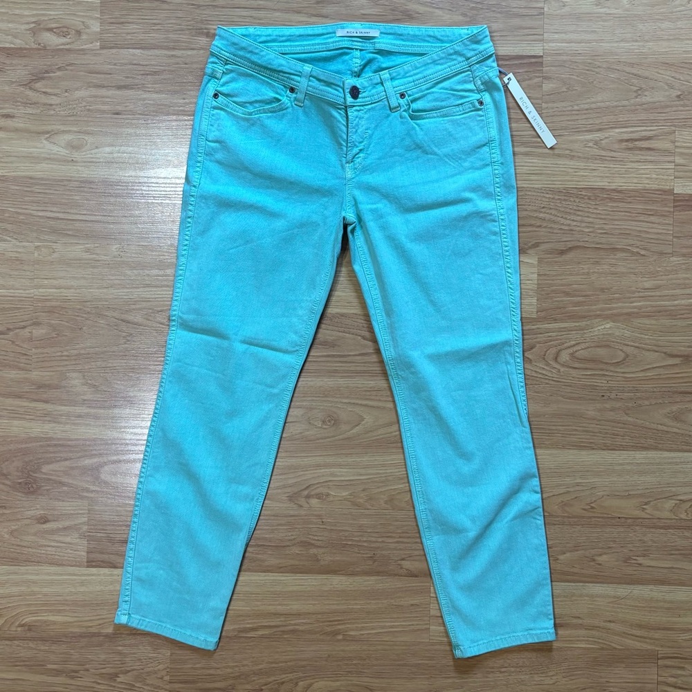 Rich & Skinny Mint Green Cropped Stretch Skinny Jeans